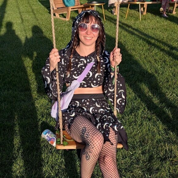 Witchy rave OOAK skirt set four piece stars and moon Size Small - Picture 5 of 6